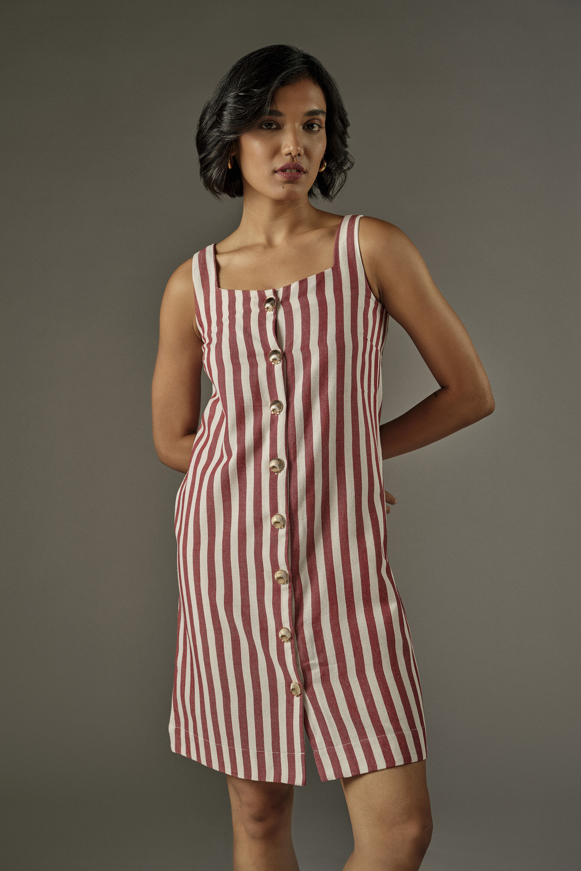 Striped Shift Dress in Red